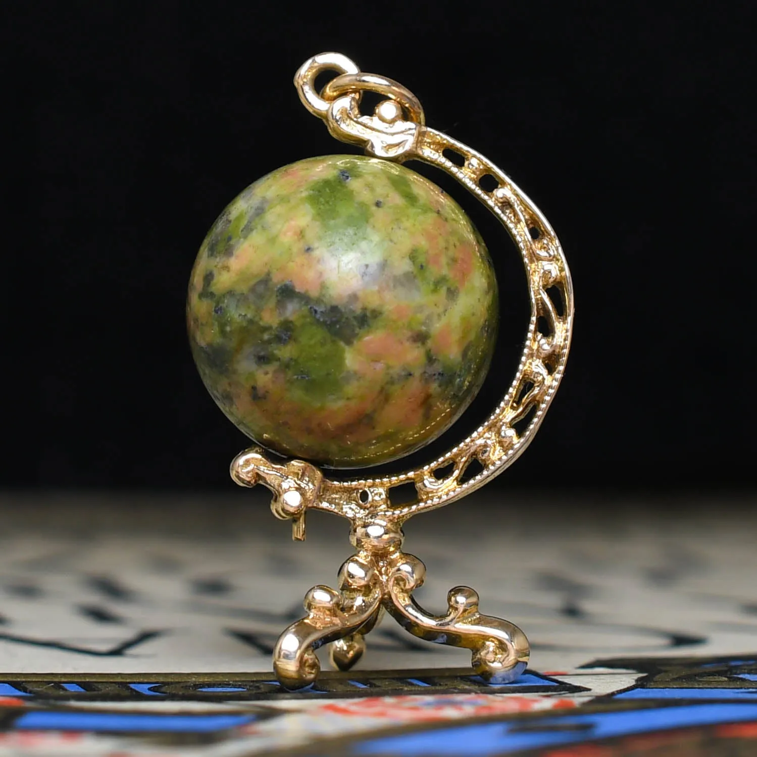 Vintage Agate Globe Charm