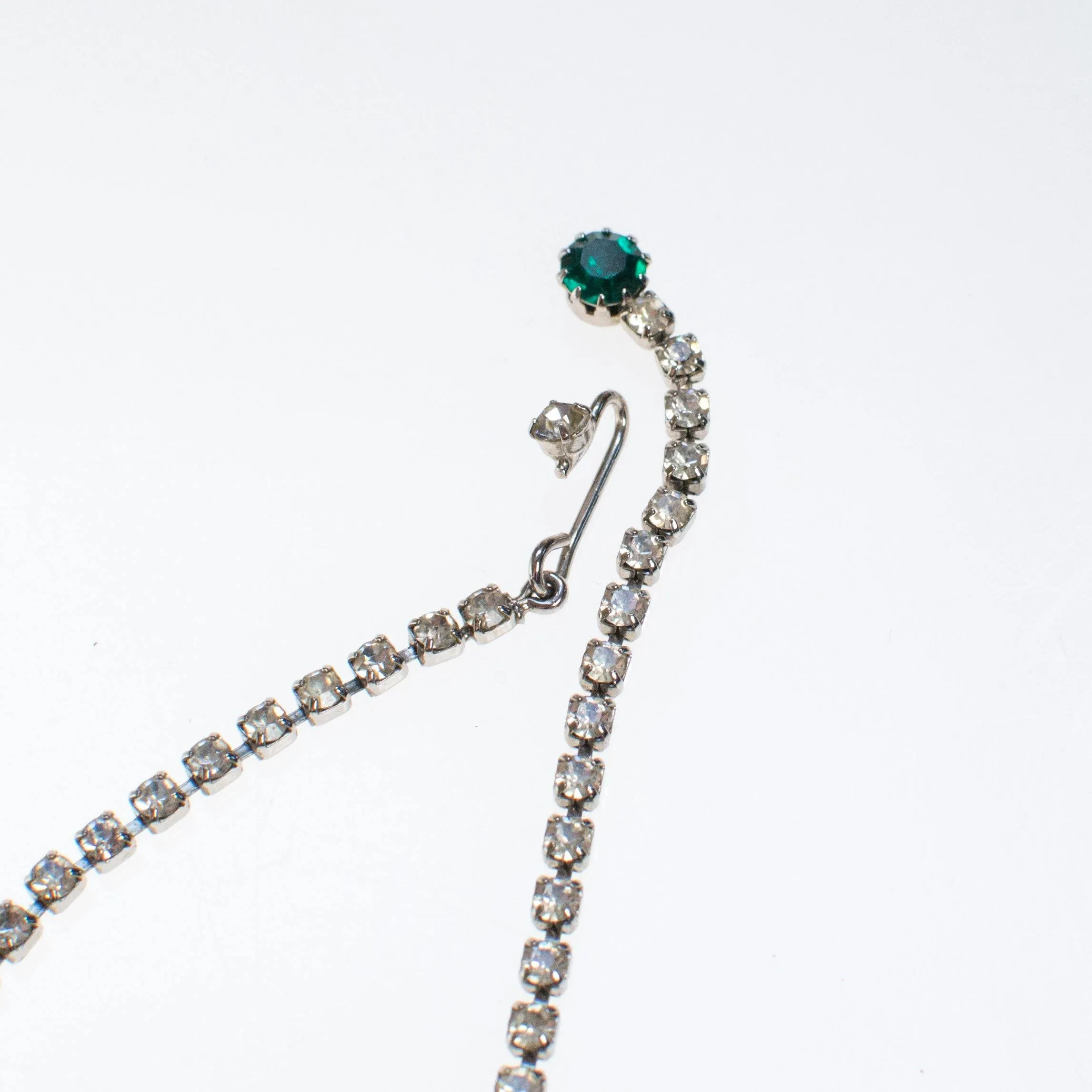 Vintage Art Deco Emerald Crystal and Diamante Rhinestone Necklace