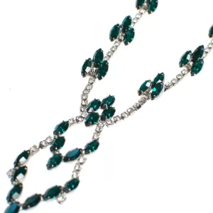 Vintage Art Deco Emerald Crystal and Diamante Rhinestone Necklace