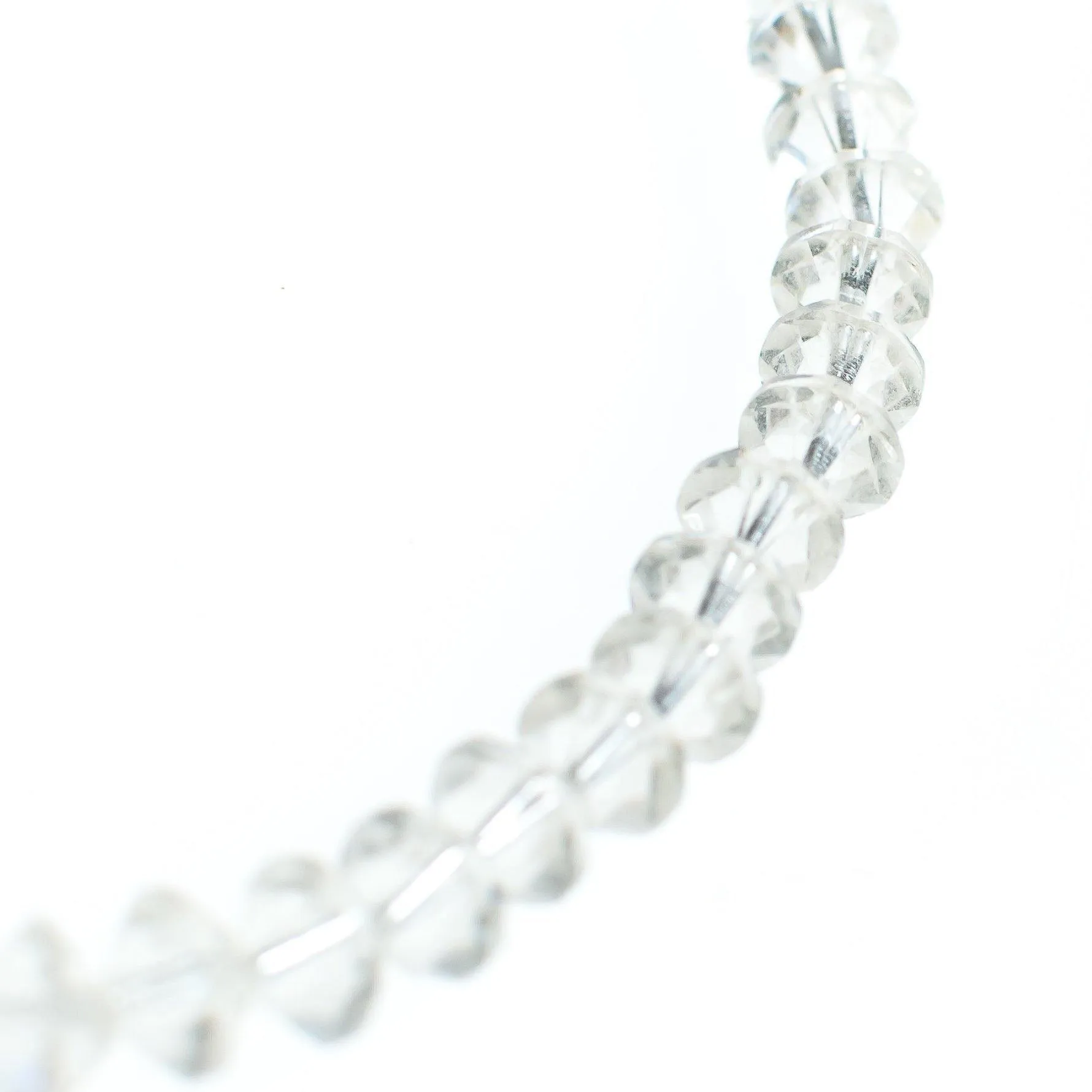 Vintage Art Deco Era Clear Cut Crystal Beaded Single Strand Necklace