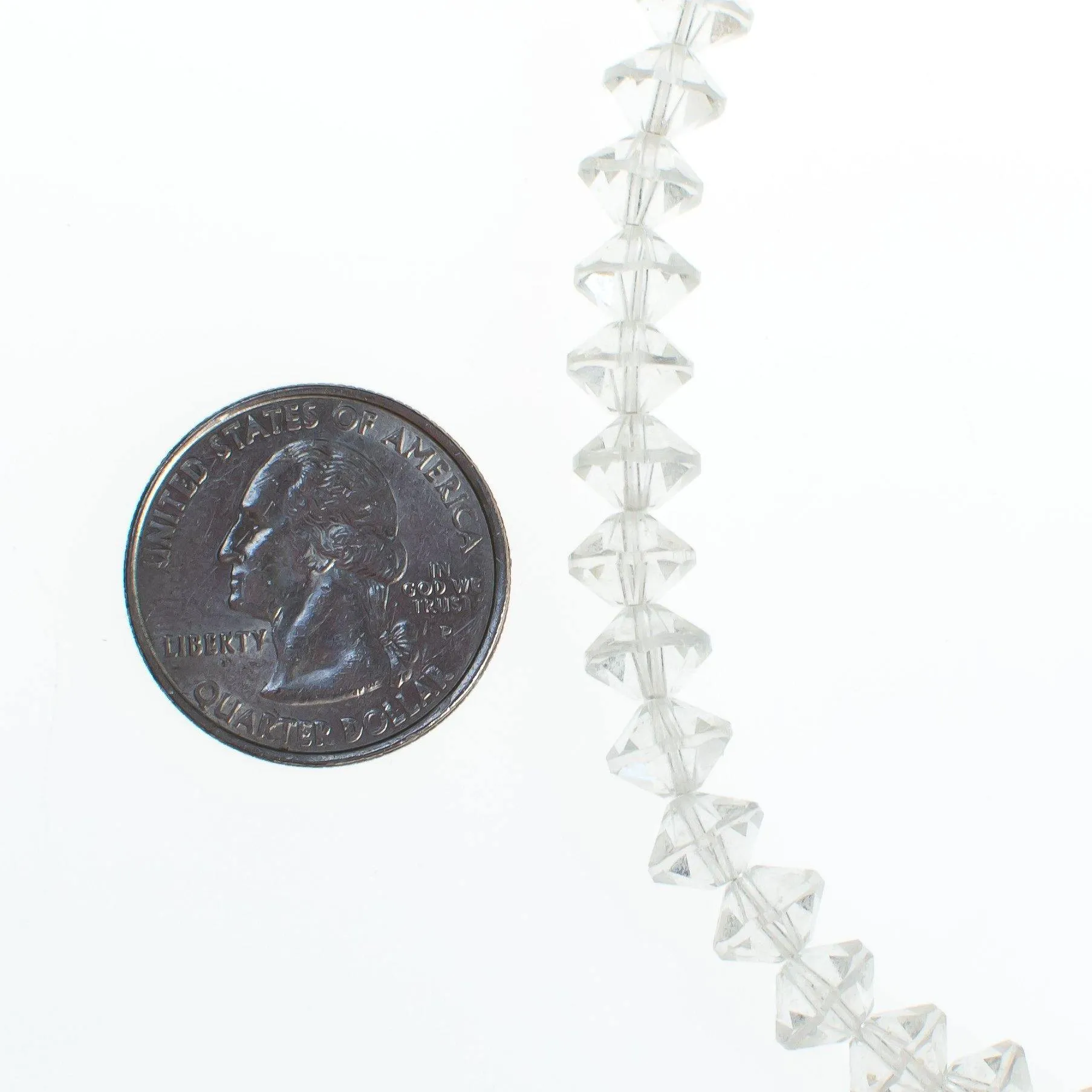 Vintage Art Deco Era Clear Cut Crystal Beaded Single Strand Necklace