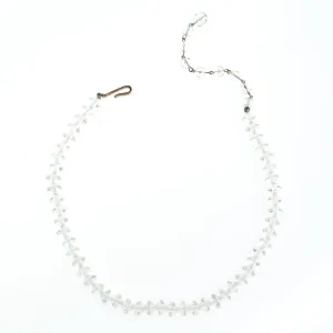 Vintage Art Deco Era Clear Cut Crystal Beaded Single Strand Necklace