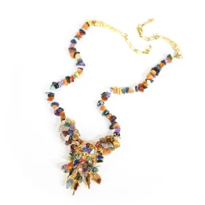 Vintage Colorful Agate Modernist Statement Necklace
