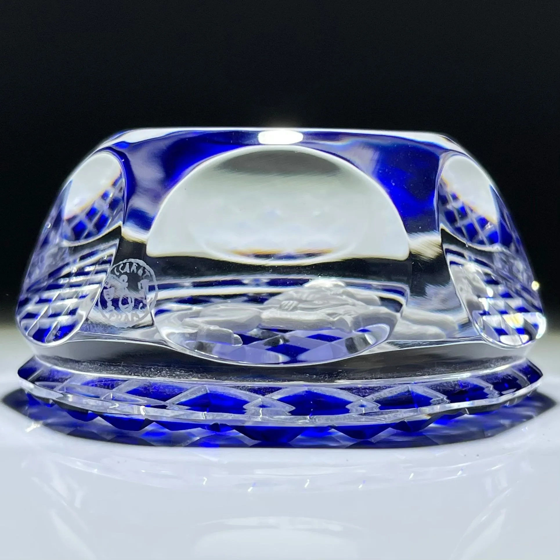 Vintage Faceted Baccarat Crystal Sagittarius Sulphide on Transparent Blue