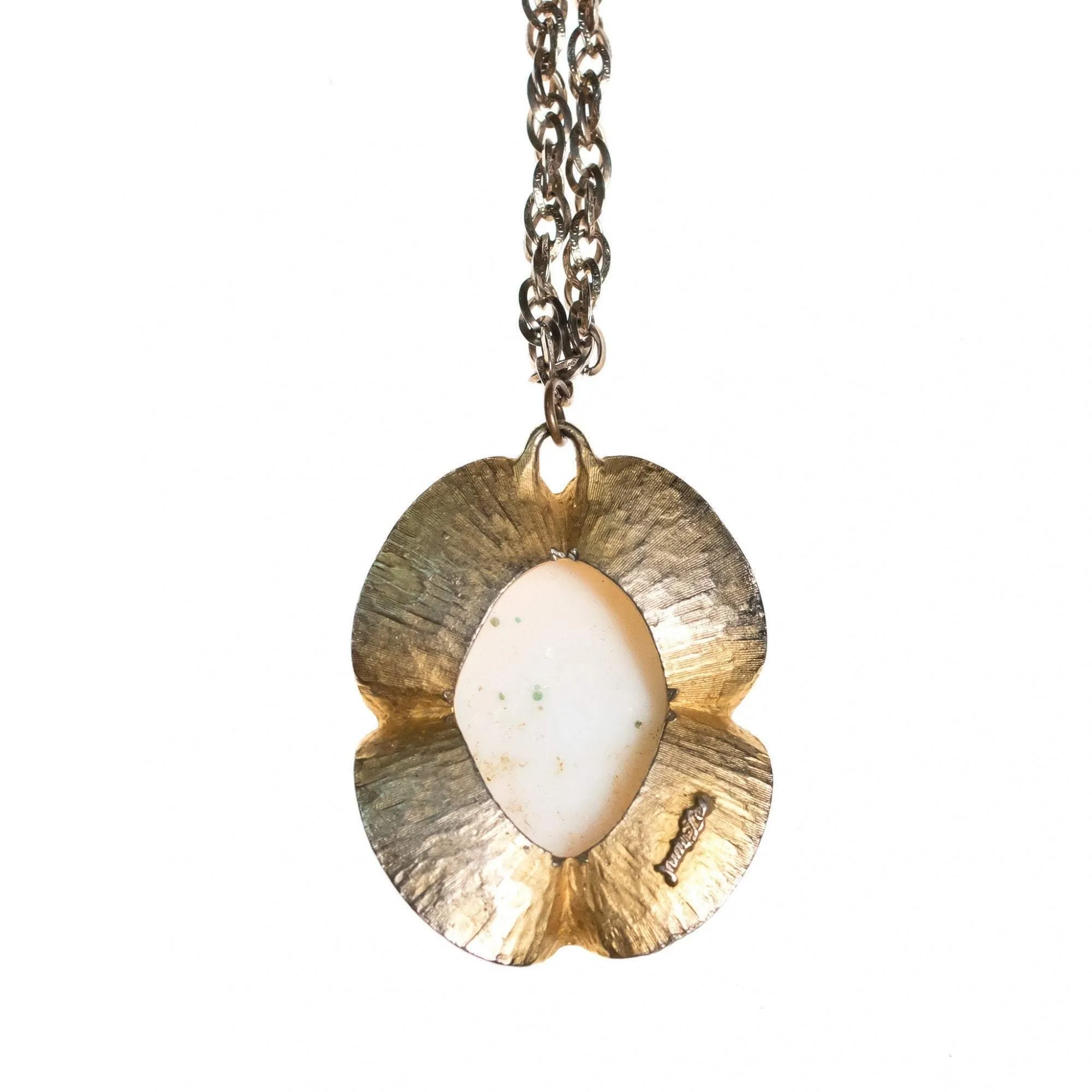 Vintage Judy Lee Sparkling Green Orange White Easter Egg Pendant Necklace