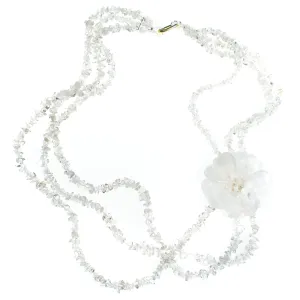 Vintage One of a kind Faceted Quartz Flower Necklace with Faceted Crystal