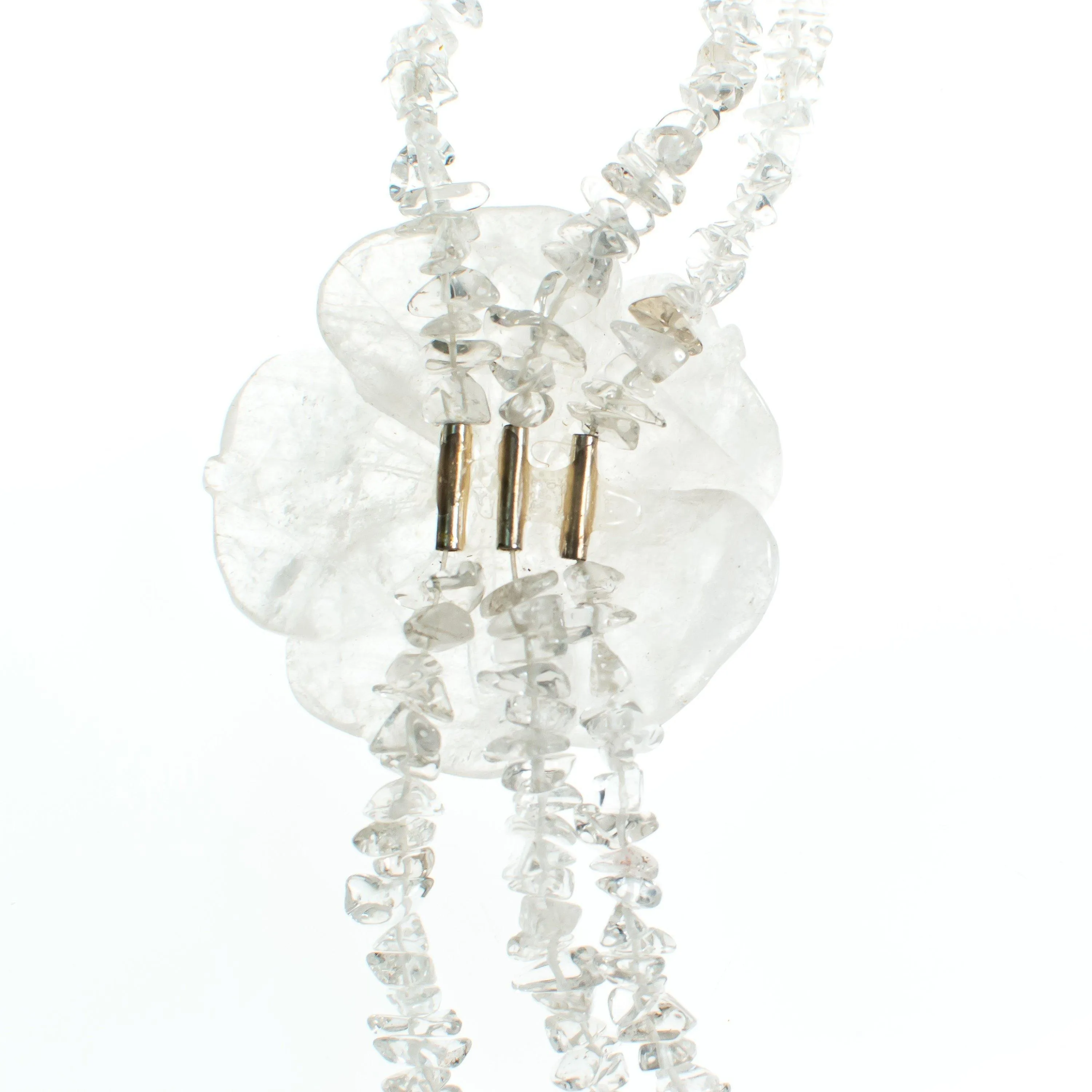 Vintage One of a kind Faceted Quartz Flower Necklace with Faceted Crystal