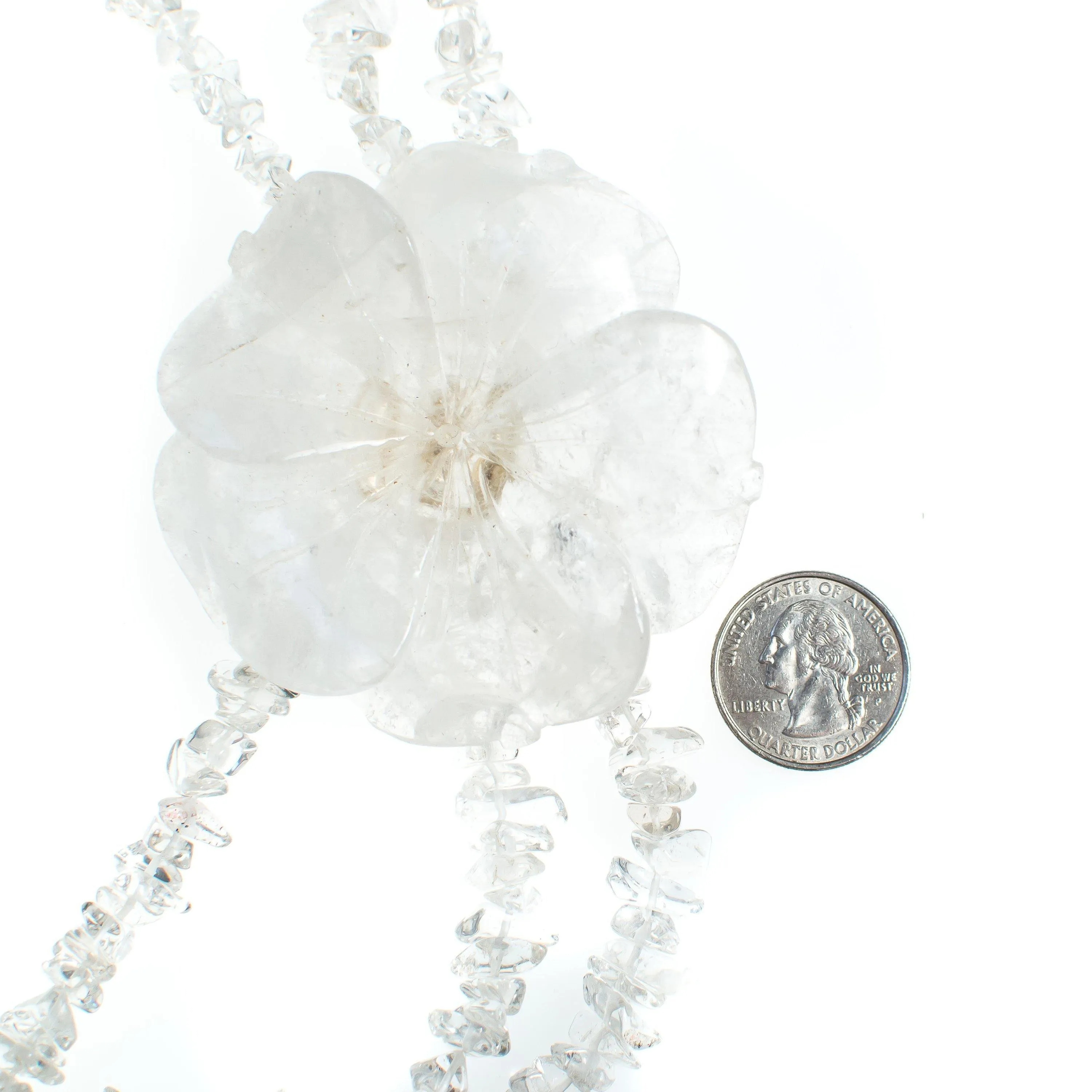 Vintage One of a kind Faceted Quartz Flower Necklace with Faceted Crystal