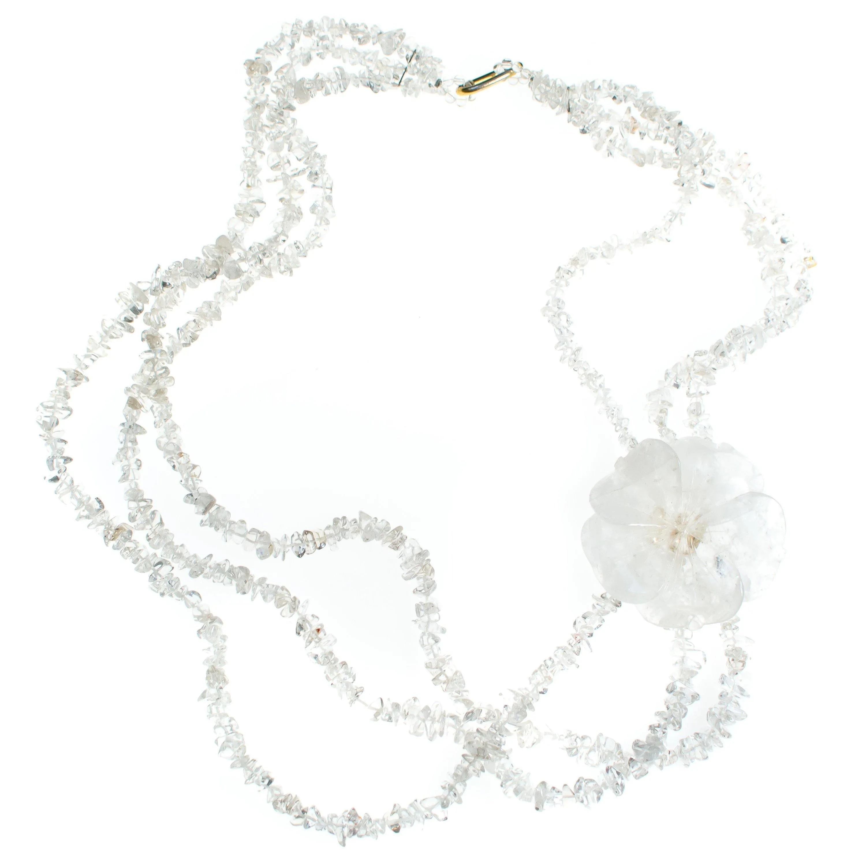 Vintage One of a kind Faceted Quartz Flower Necklace with Faceted Crystal