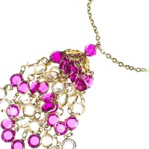 Vintage Purple and Crystal Bezel Set Tassel Necklace
