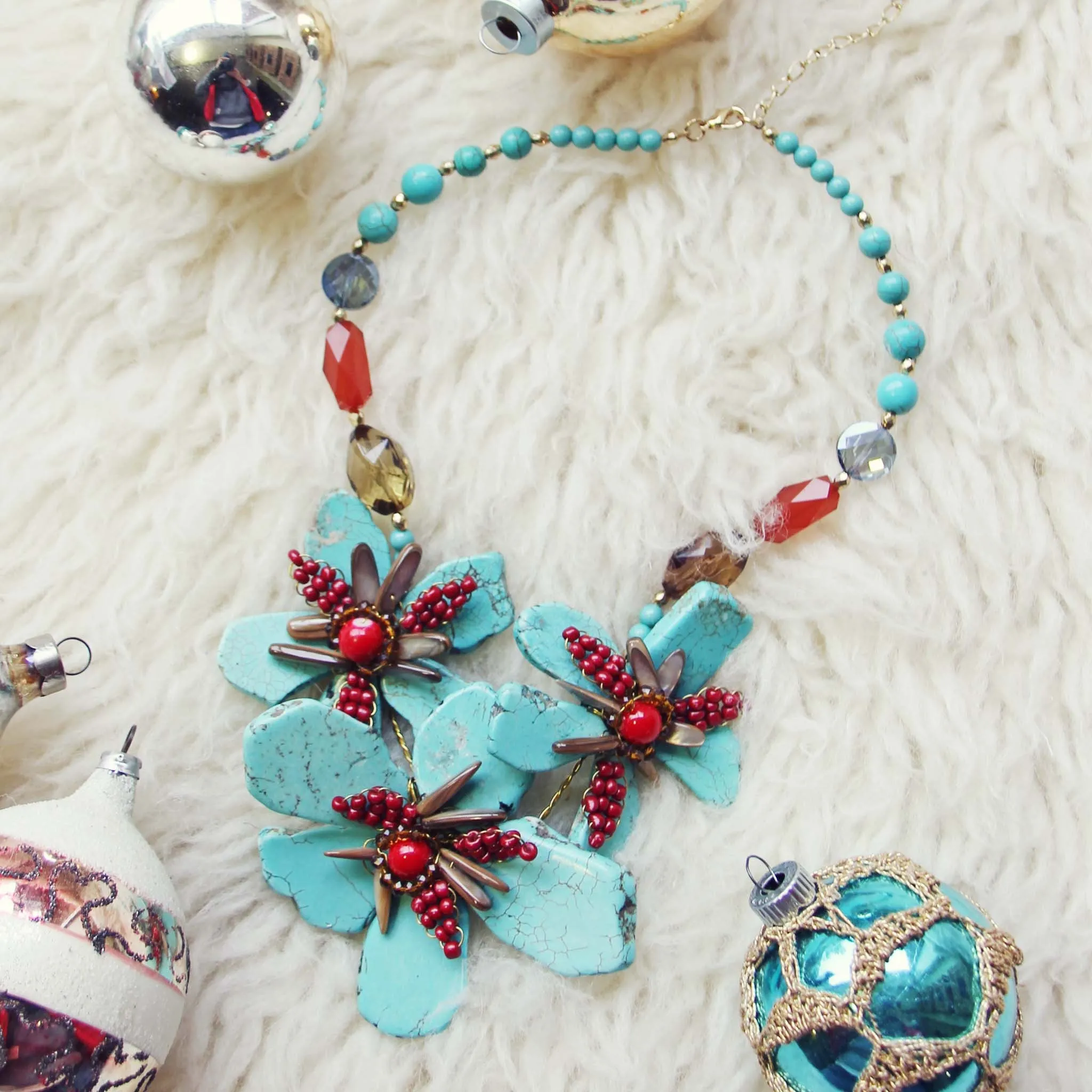 Vintage Turquoise Flora Necklace