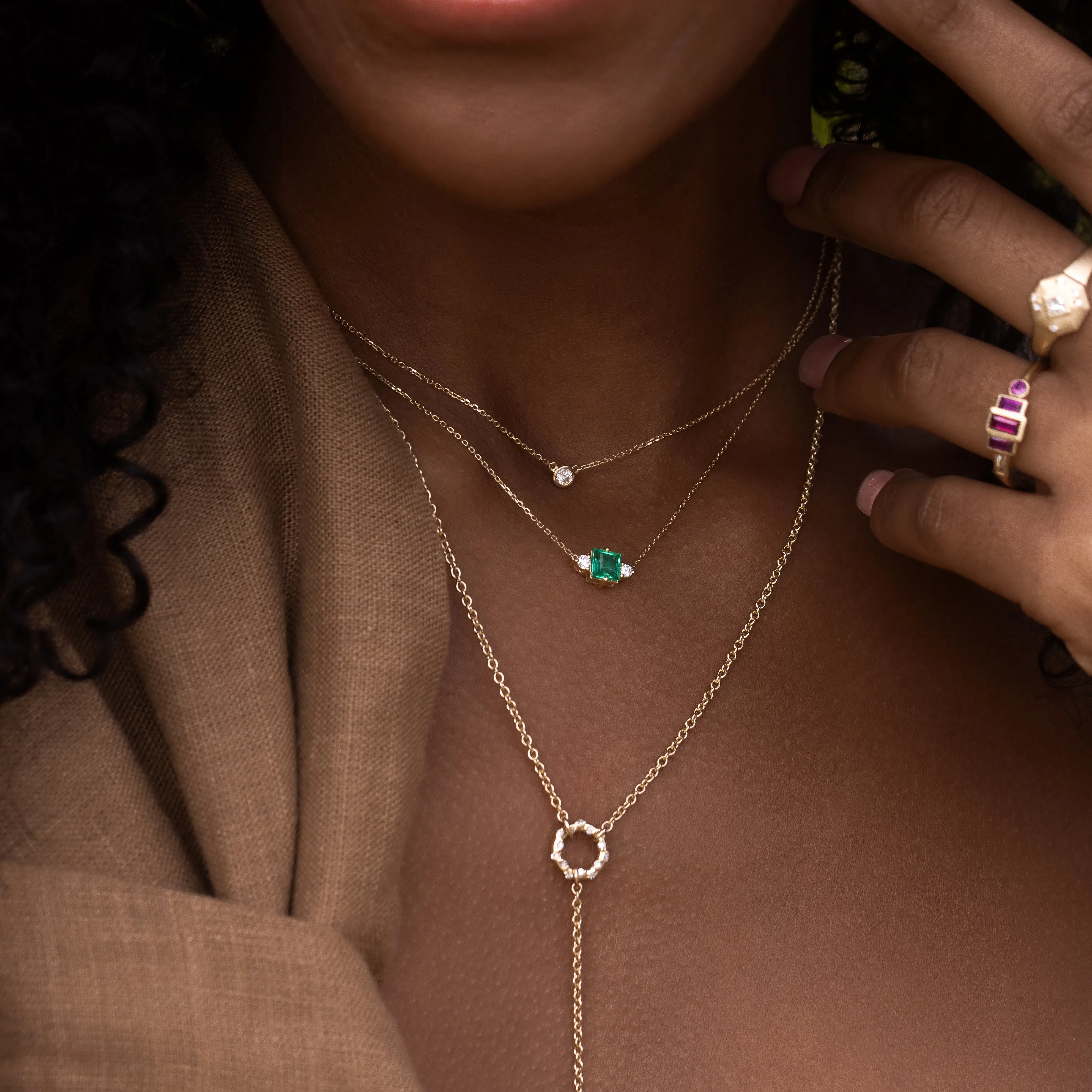 White Diamond Bezel Necklace