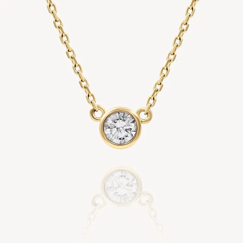 White Diamond Bezel Necklace