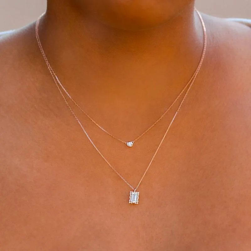 White Diamond Bezel Necklace