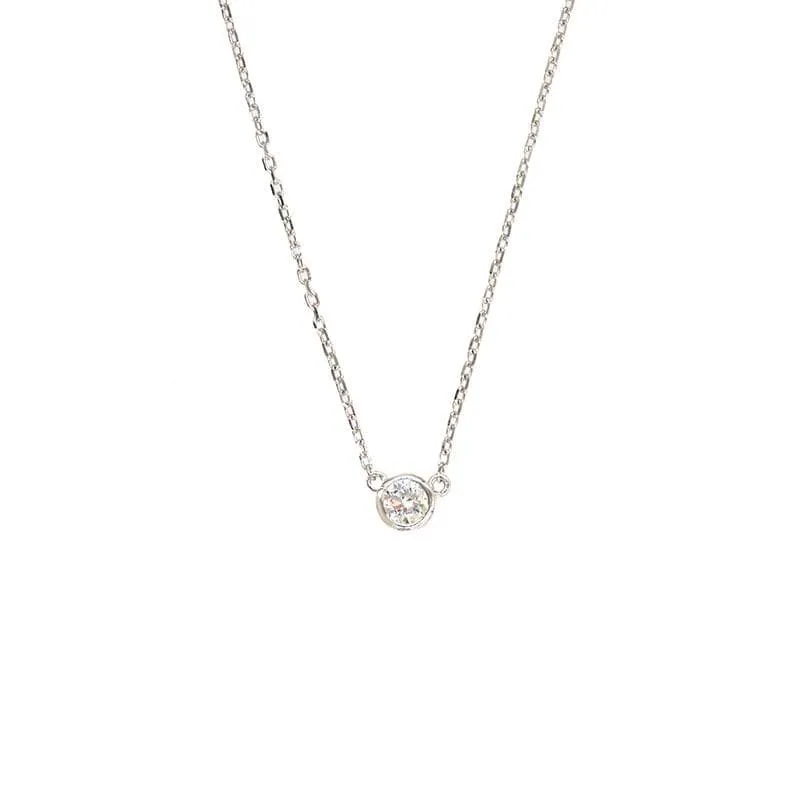White Diamond Bezel Necklace