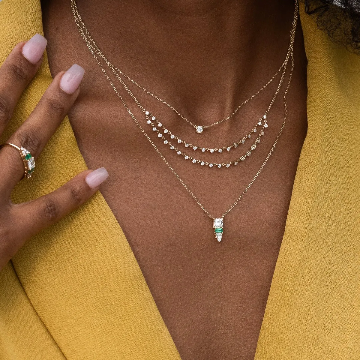 White Diamond Bezel Necklace
