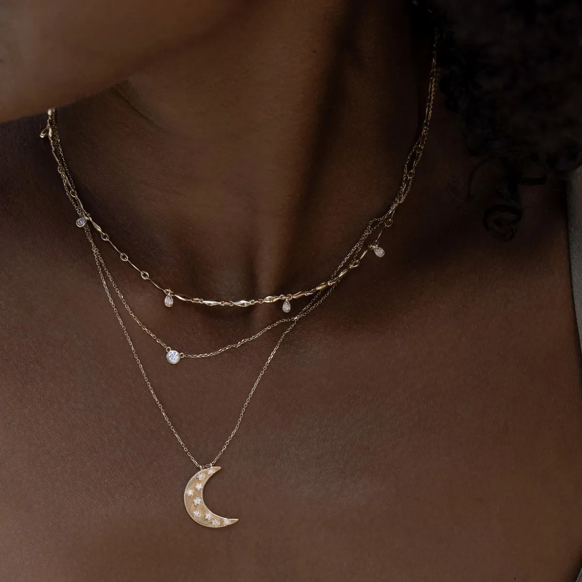 White Diamond Bezel Necklace