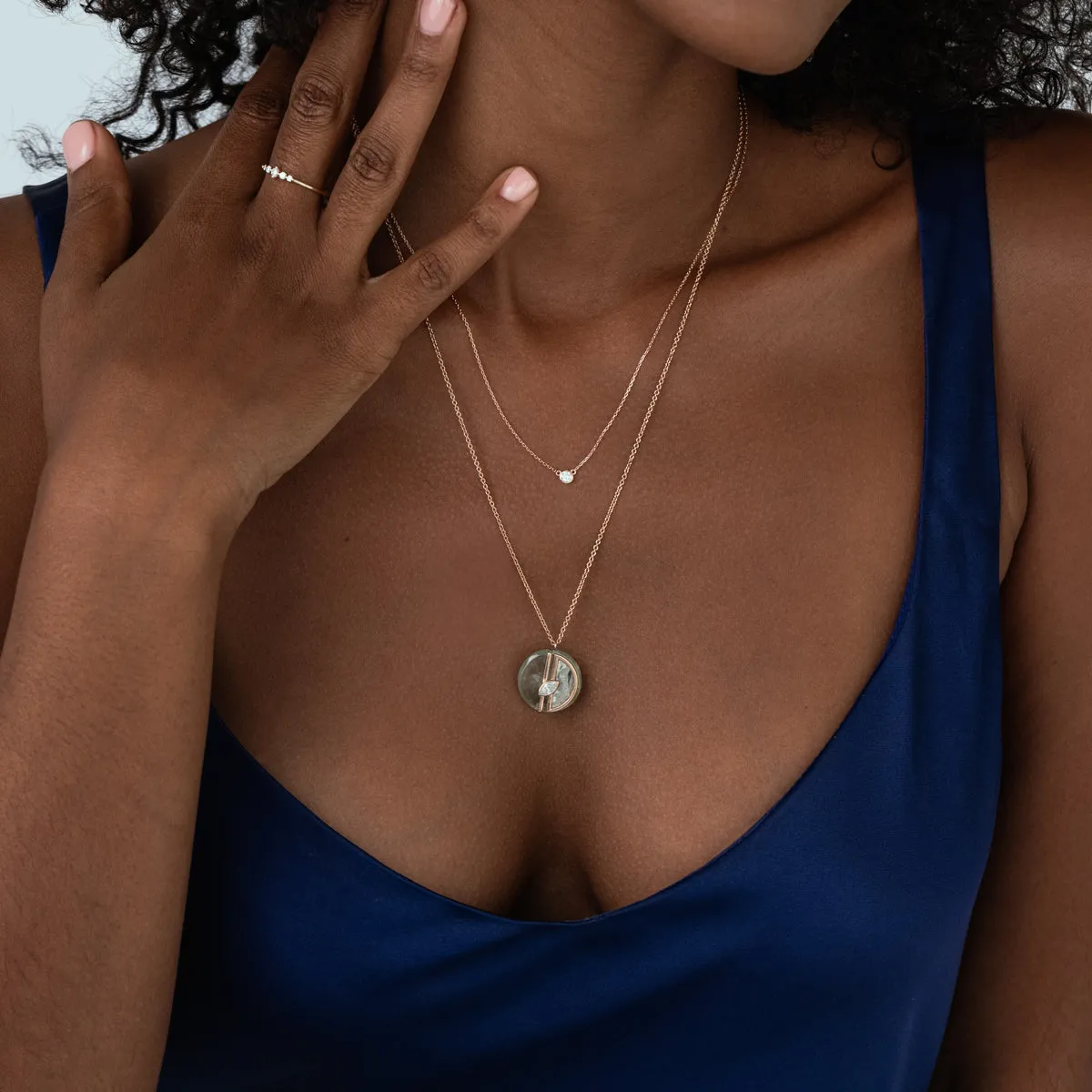 White Diamond Bezel Necklace