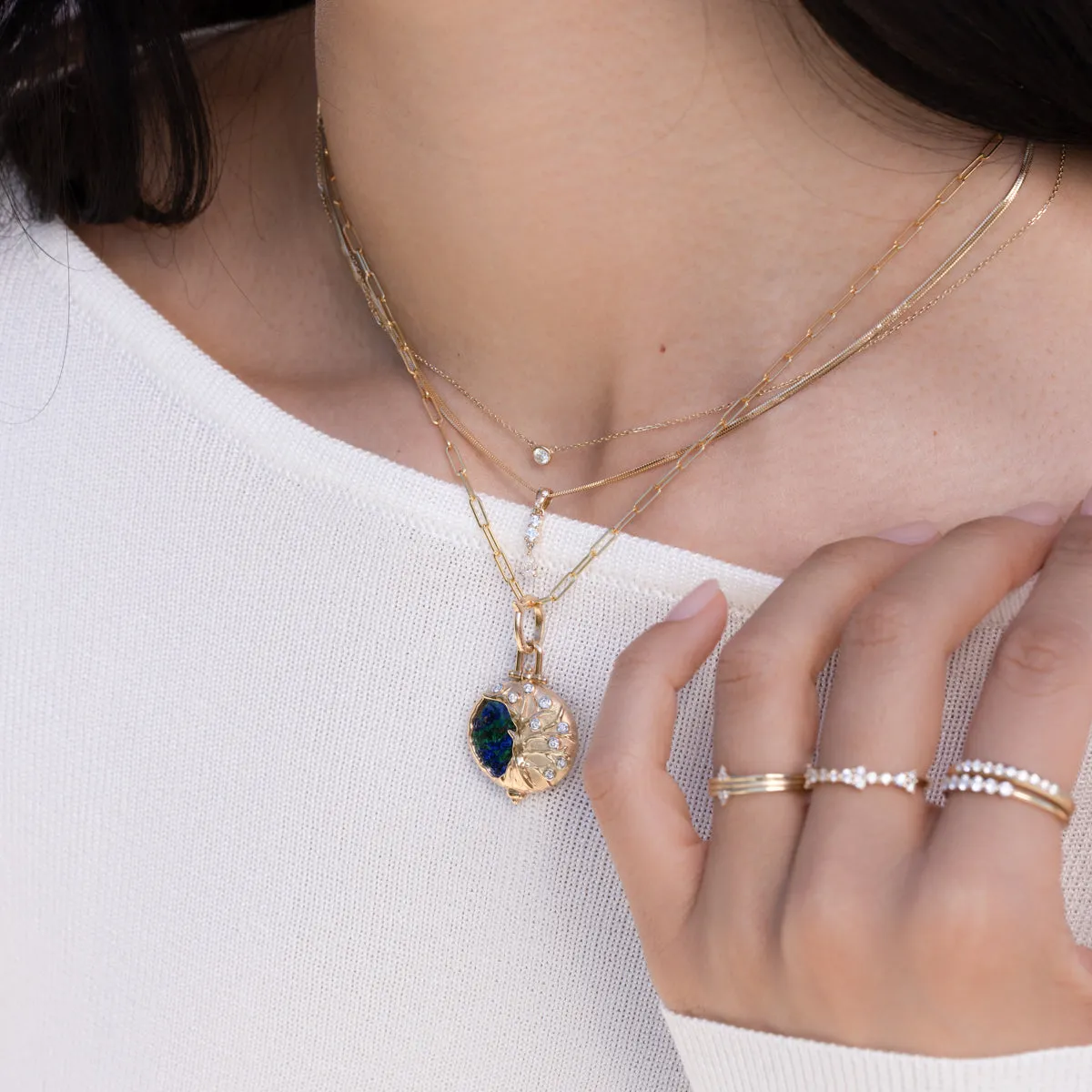 White Diamond Bezel Necklace