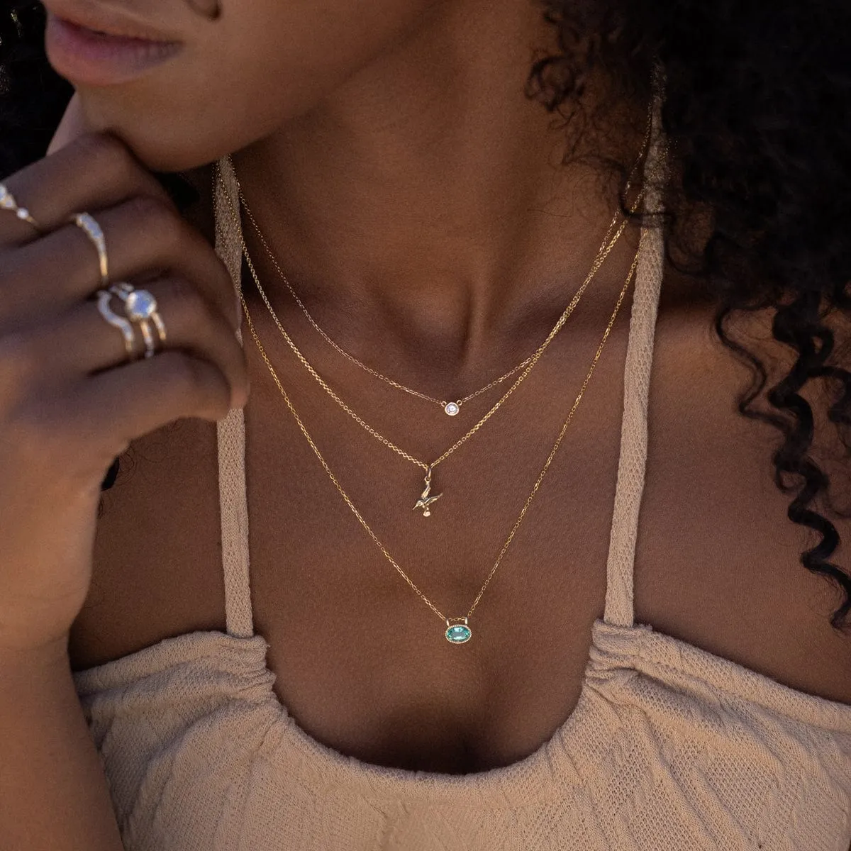 White Diamond Bezel Necklace