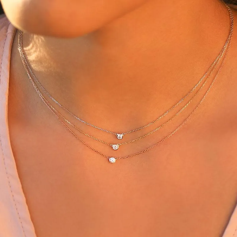 White Diamond Bezel Necklace