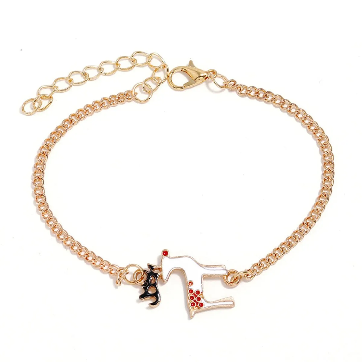 White Enamel & 18K Gold-Plated Reindeer Jewelry Set