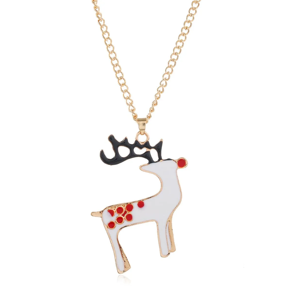 White Enamel & 18K Gold-Plated Reindeer Jewelry Set