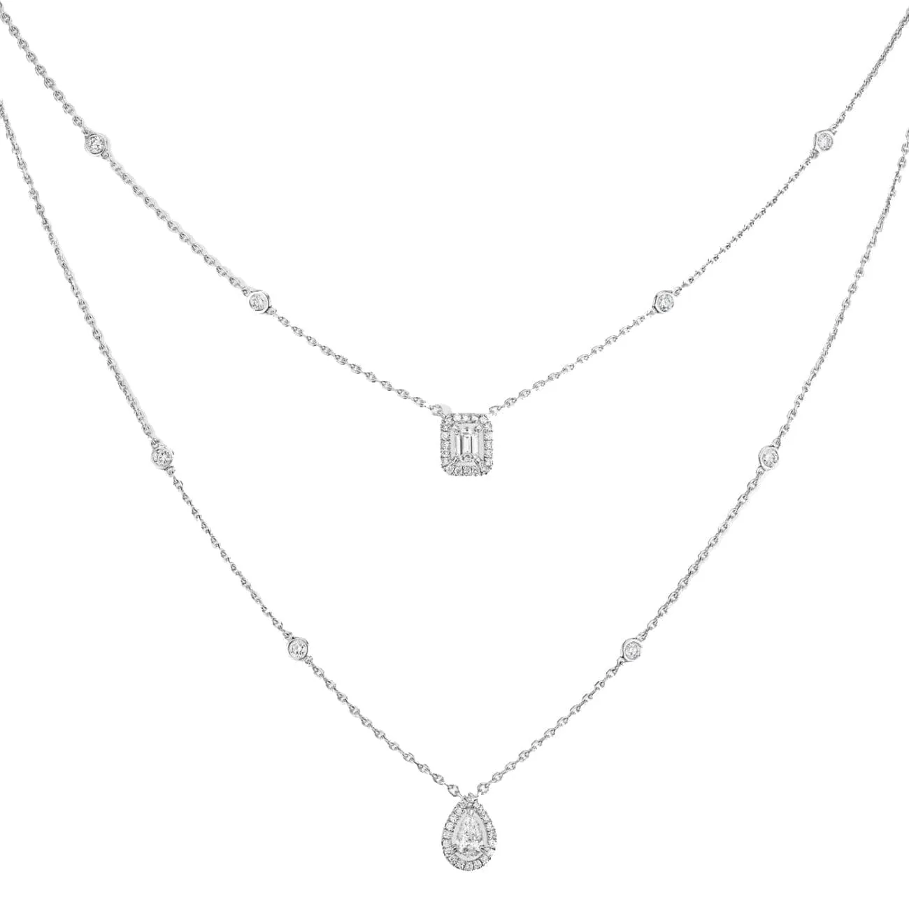 WHITE GOLD DIAMOND NECKLACE MY TWIN 2 ROWS