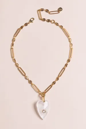 White Heart Pendant Necklace