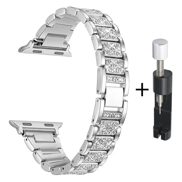Women Strap IWatch for Apple Watch Band SE 6 7 Diamond Shining