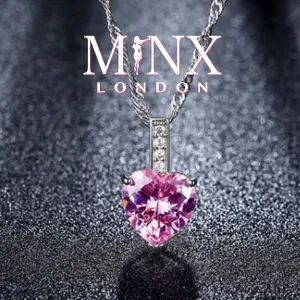 Womens Diamond Necklace | Pink Diamond Heart Necklace | Heart Necklace with Diamonds | Diamond Heart Pendant  | Pink Diamond Necklace