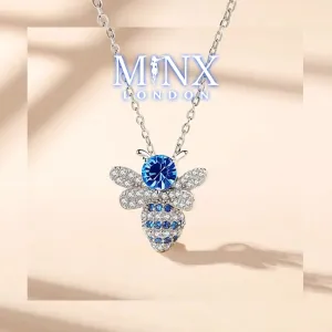 Womens Necklace | Blue Emerald Necklace | Diamond Bee Necklace | Blue Diamond Pendant | Bee Pendant | Bumble Bee Pendant | Animal Pendant