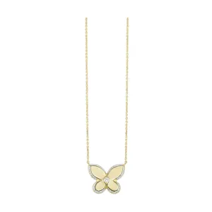 Yellow Gold Diamond Butterfly Necklace