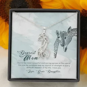 You are my sunshine-Giraffe Necklace for Mom, From Daughter