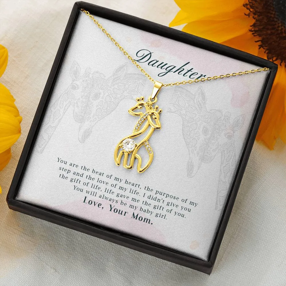 You are the beat of my heart-Giraffe Necklace for Daughter, From Mom