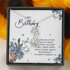 You stole my heart-Giraffe Birthday Necklace for Young Child