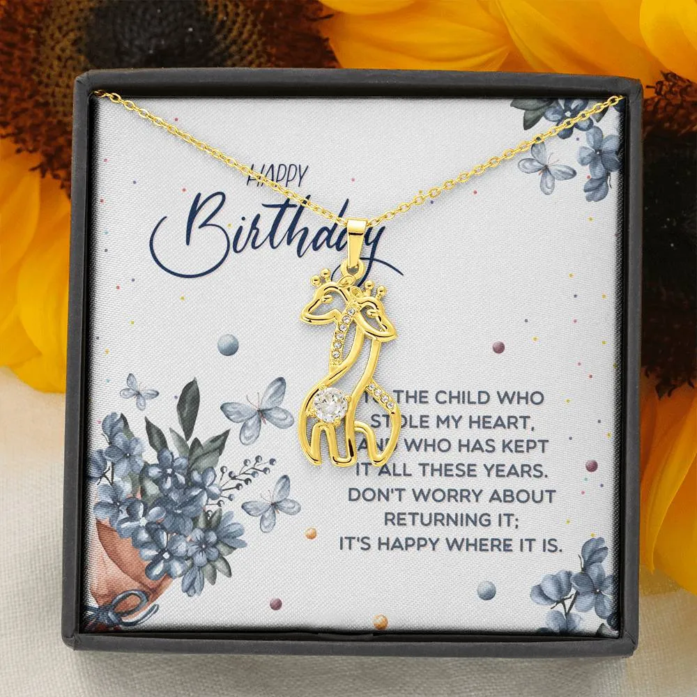 You stole my heart-Giraffe Birthday Necklace for Young Child
