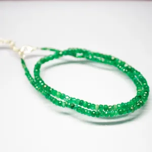 Zambian Green Emerald Faceted Rondelle Gemstone Beaded Necklace 19" 3mm 5mm