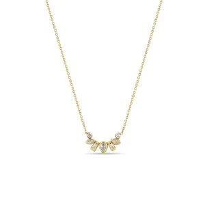 Zoë Chicco 14k Yellow Gold Mixed Diamond Curved Necklace